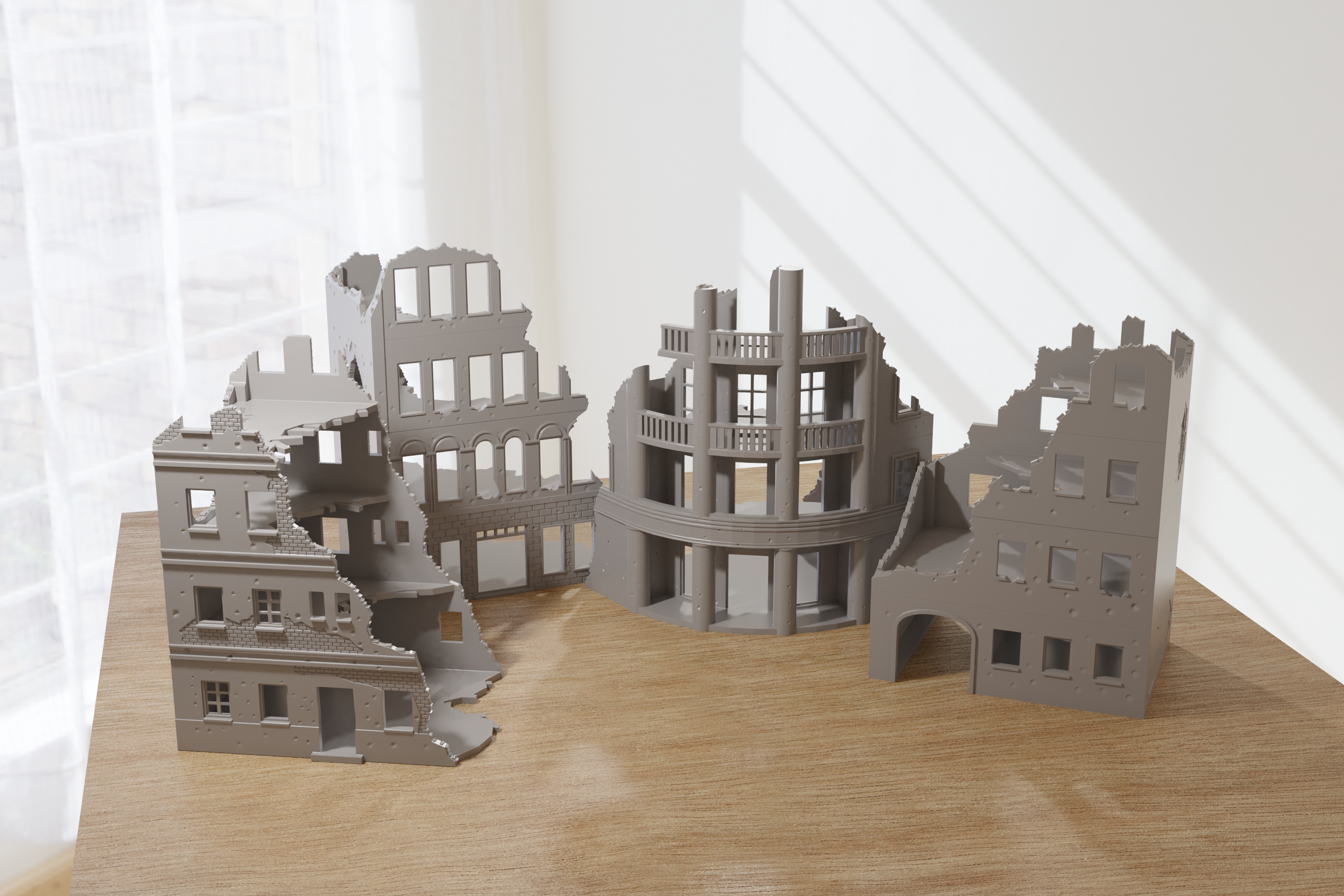 Stalingrad Destroyed Buildings Set - WW2 Wargaming Terrain